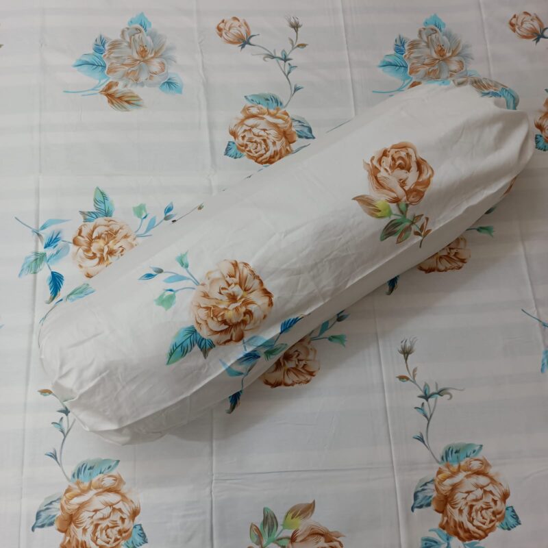 30/30 Count Luxury Exclusive Ortha Bedsheet – King Size – 3 Pecs Set - White Snow Rose - Image 3