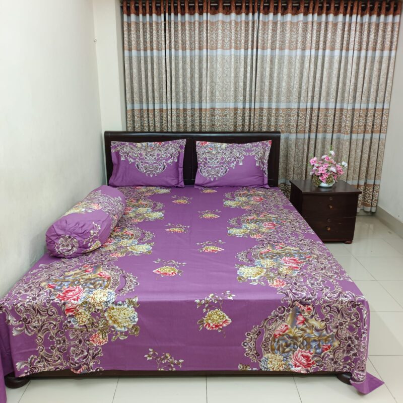Luxury Twill Cotton Ortha Bedsheet – King Size – 3Pecs – Rose Purple - Image 5