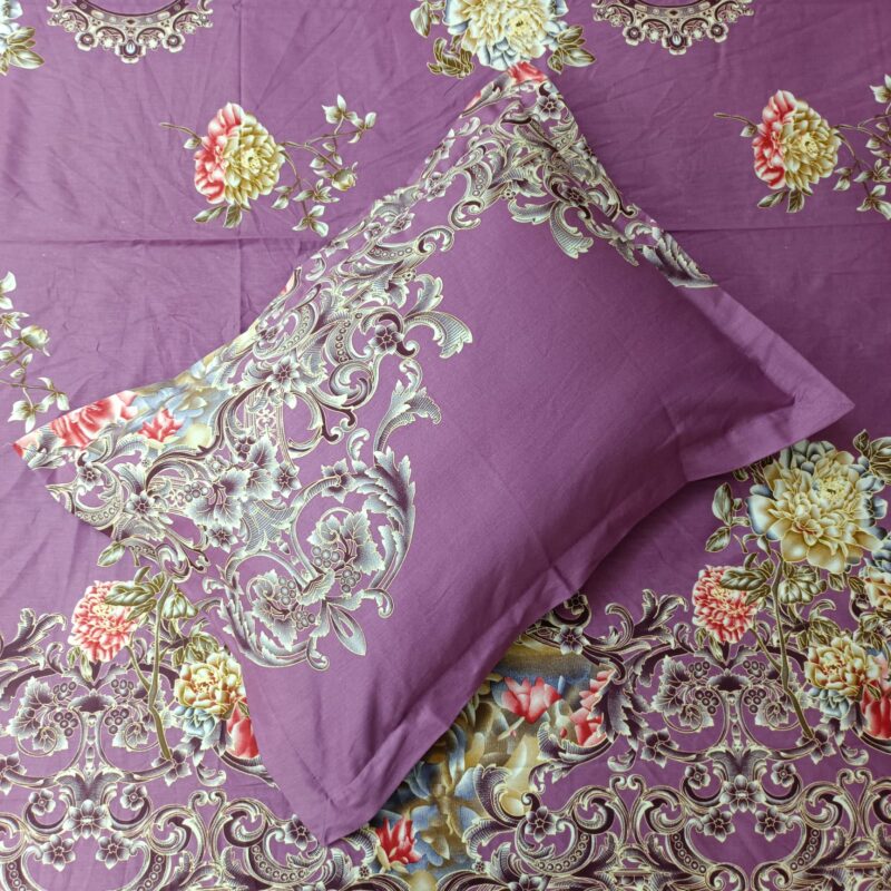 Luxury Twill Cotton Ortha Bedsheet – King Size – 3Pecs – Rose Purple - Image 2