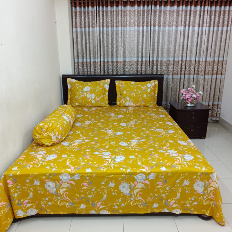 Luxury Twill Cotton Ortha Bedsheet – King Size – 3Pecs – King Mustered - Image 4