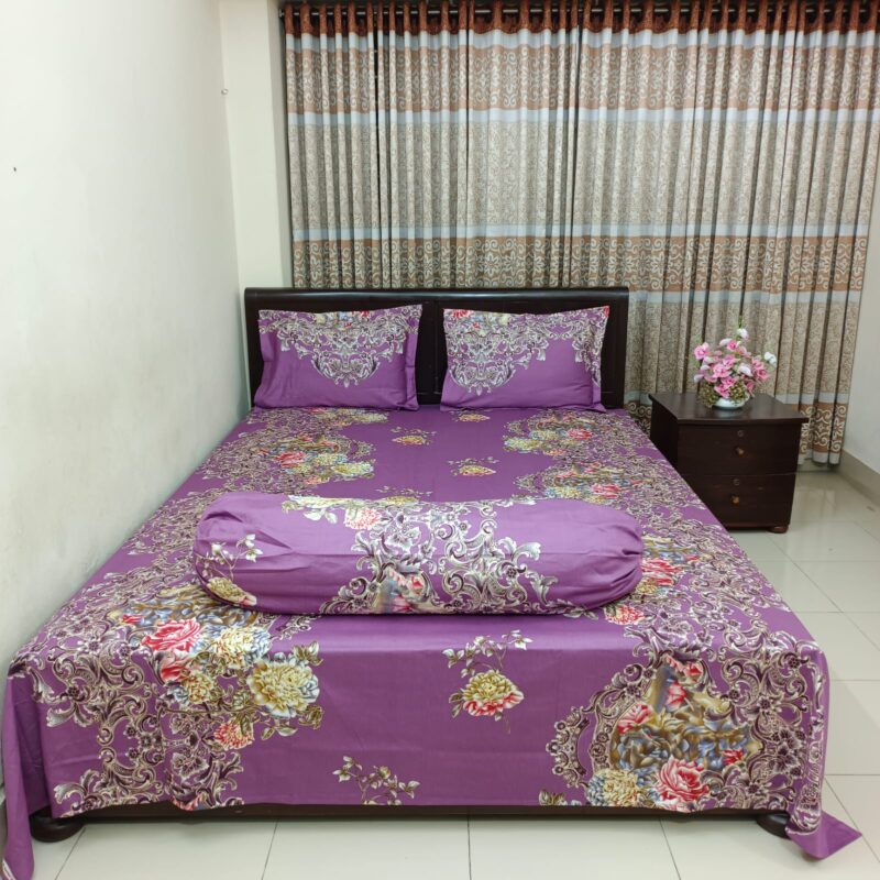 Luxury Twill Cotton Ortha Bedsheet – King Size – 3Pecs – Rose Purple - Image 4