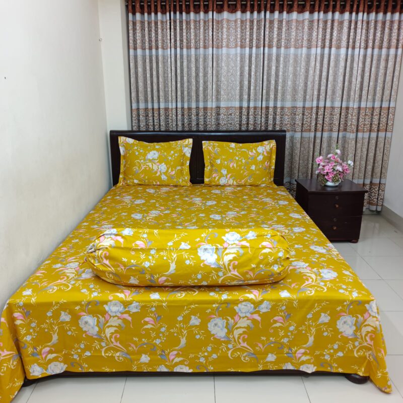 Luxury Twill Cotton Ortha Bedsheet – King Size – 3Pecs – King Mustered - Image 3