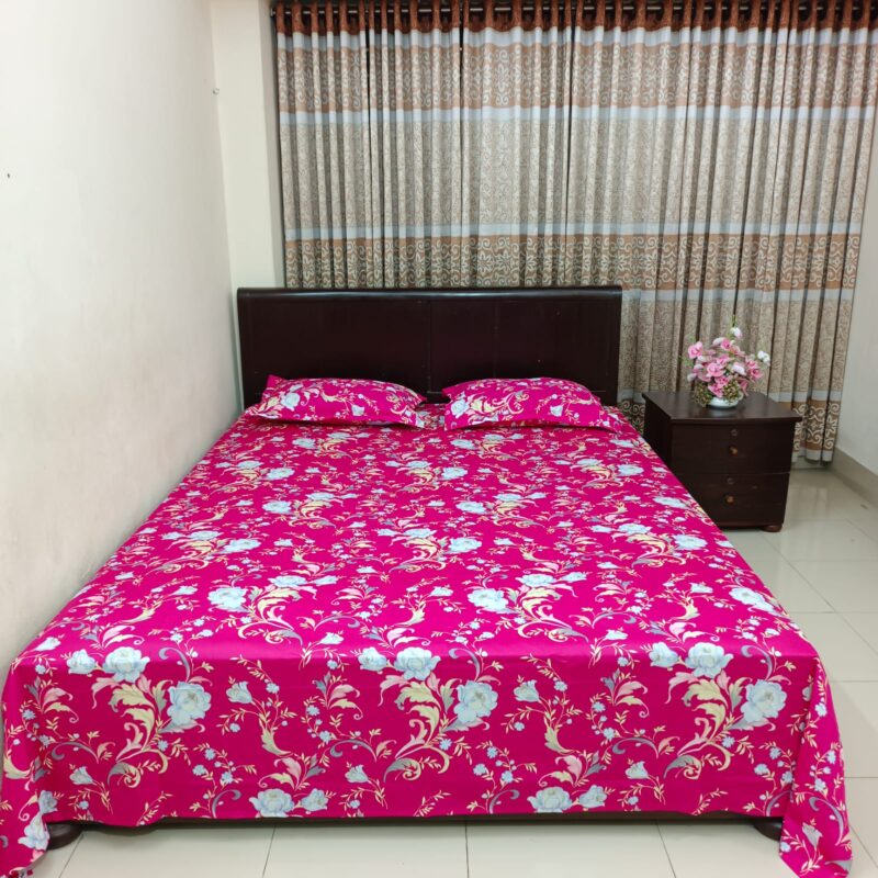 Luxury Twill Cotton Ortha Bedsheet – King Size – 3Pecs – Megenta Royel - Image 6