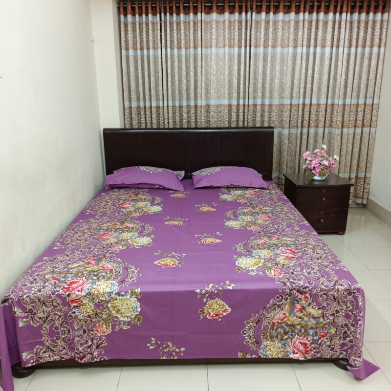 Luxury Twill Cotton Ortha Bedsheet – King Size – 3Pecs – Rose Purple - Image 6