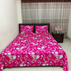 Luxury Twill Cotton Ortha Bedsheet – King Size – 3Pecs – Megenta Royel