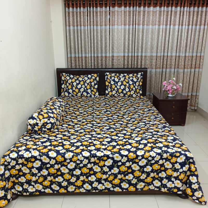 Luxury Twill Cotton Ortha Bedsheet – King Size – 3Pecs – Blue Cosmos - Image 5