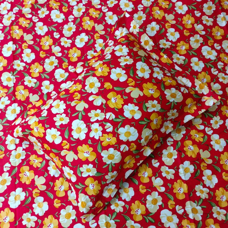 Luxury Twill Cotton Ortha Bedsheet – King Size – 3Pecs – Red Cosmos - Image 2