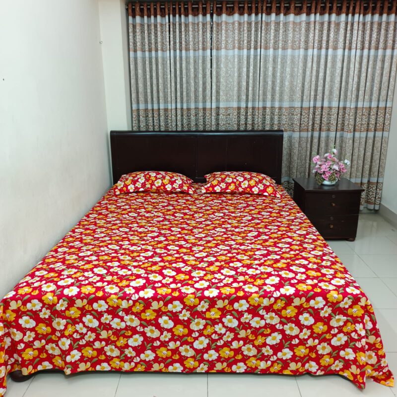 Luxury Twill Cotton Ortha Bedsheet – King Size – 3Pecs – Red Cosmos - Image 6