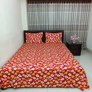 Luxury Twill Cotton Ortha Bedsheet – King Size – 3Pecs – Red Cosmos
