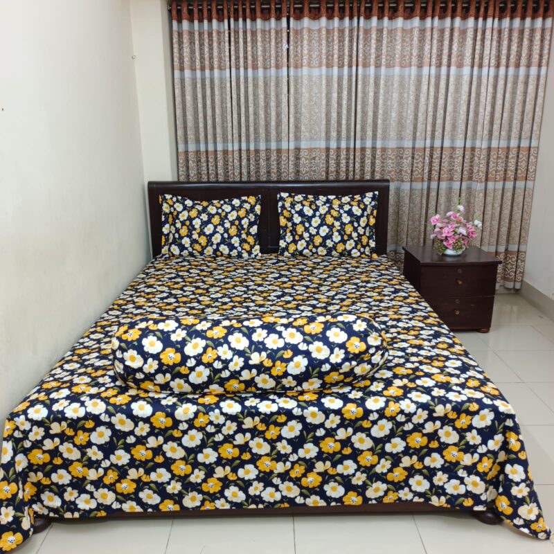 Luxury Twill Cotton Ortha Bedsheet – King Size – 3Pecs – Blue Cosmos - Image 4
