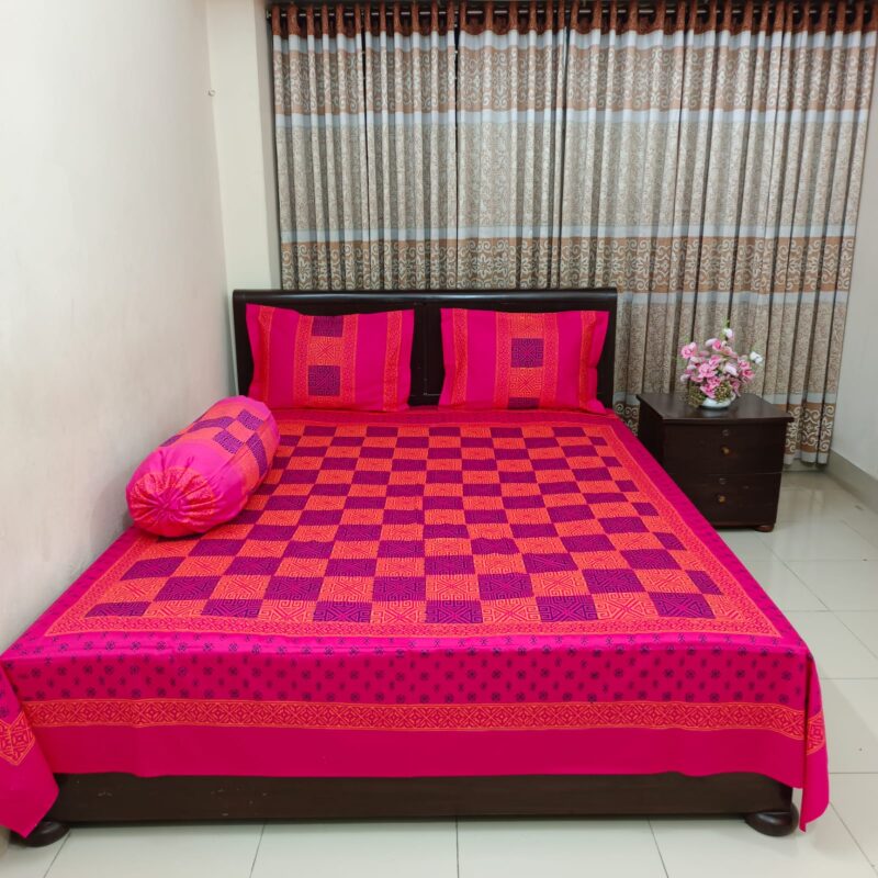 Hand Block Ortha Bedsheet – 4 Pecs – King Size - Image 4