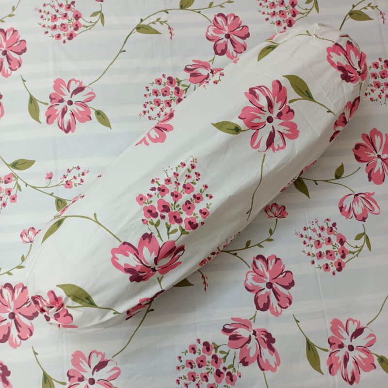 ORTHA EXPORT COTTON KING SIZE DOUBLE BEDSHEET – 3 PECS SET – PINK FLORA - Image 3