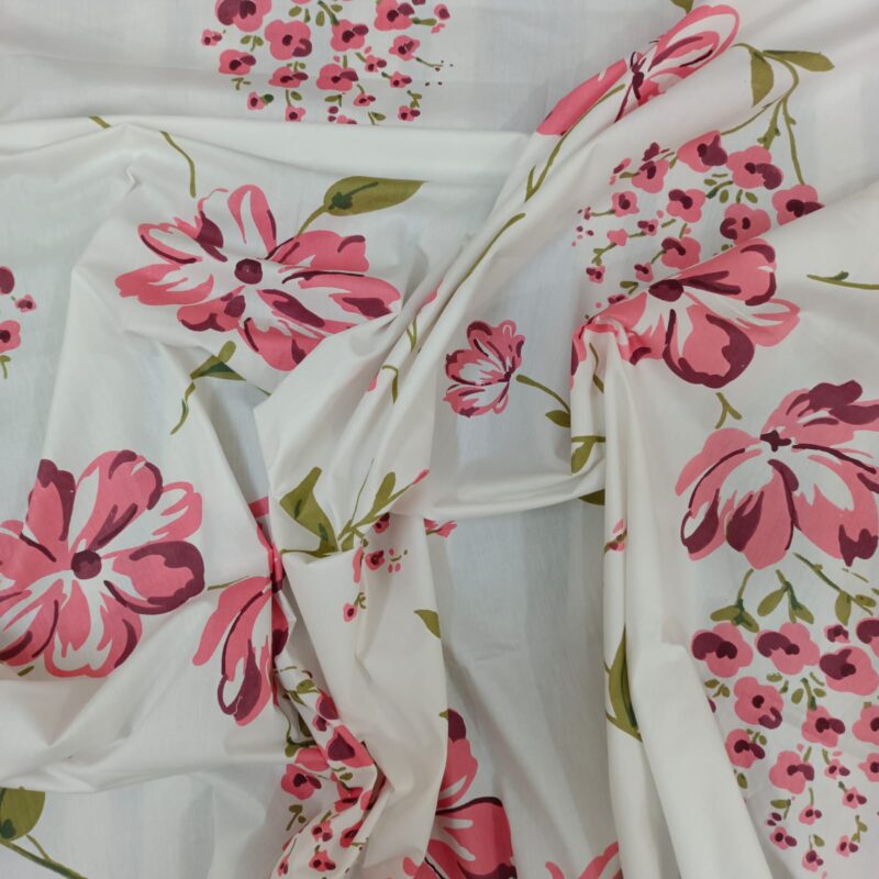 ORTHA EXPORT COTTON KING SIZE DOUBLE BEDSHEET – 3 PECS SET – PINK FLORA - Image 7