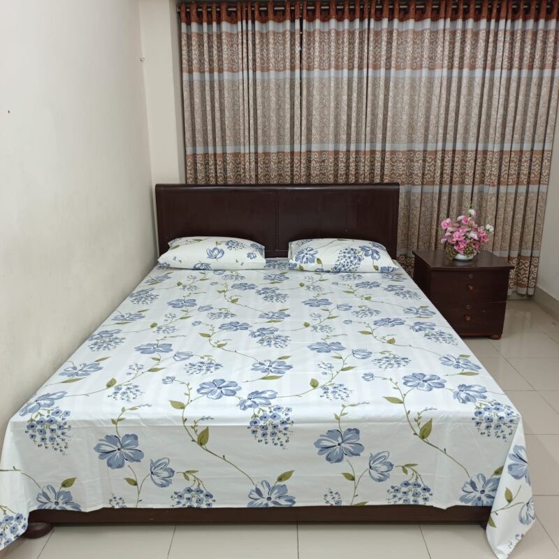 ORTHA EXPORT COTTON KING SIZE DOUBLE BEDSHEET – 3 PECS SET – PURPLE FLORA - Image 6