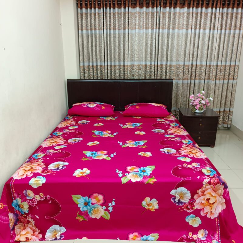 30/30 Count Luxury Exclusive Ortha Bedsheet – King Size – 3 Pecs Set – Floral Megenta - Image 6
