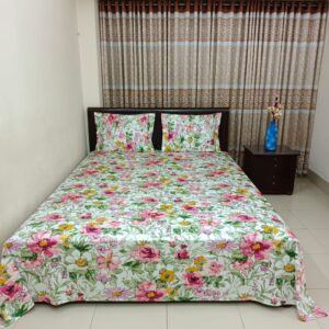 30/30 Count Luxury Exclusive Ortha Bedsheet – King Size – 3 Pecs Set - Forest Rose