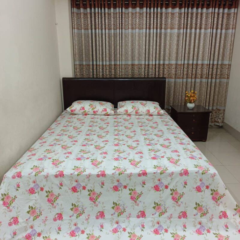 ORTHA EXPORT QUALITY PERCALE COTTON KING SIZE DOUBLE BEDSHEET – 3 PECS SET – Rose White - Image 2