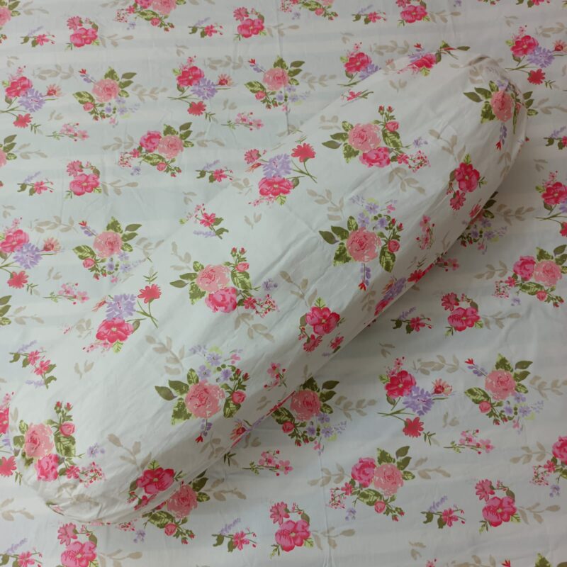 ORTHA EXPORT QUALITY PERCALE COTTON KING SIZE DOUBLE BEDSHEET – 3 PECS SET – Rose White - Image 3