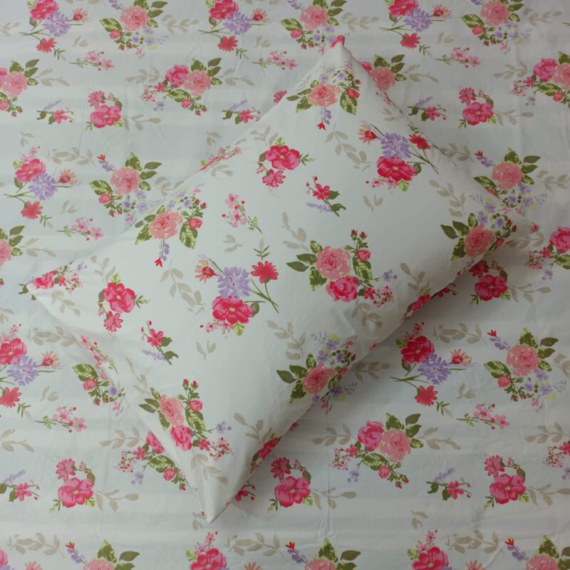 ORTHA EXPORT QUALITY PERCALE COTTON KING SIZE DOUBLE BEDSHEET – 3 PECS SET – Rose White - Image 4