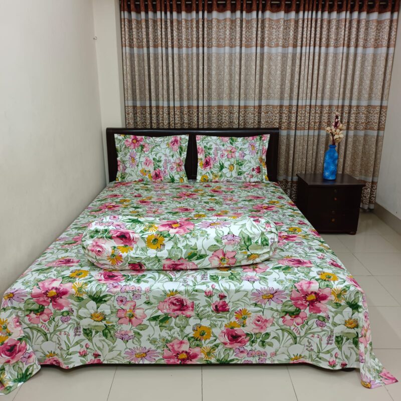 30/30 Count Luxury Exclusive Ortha Bedsheet – King Size – 3 Pecs Set - Forest Rose - Image 5