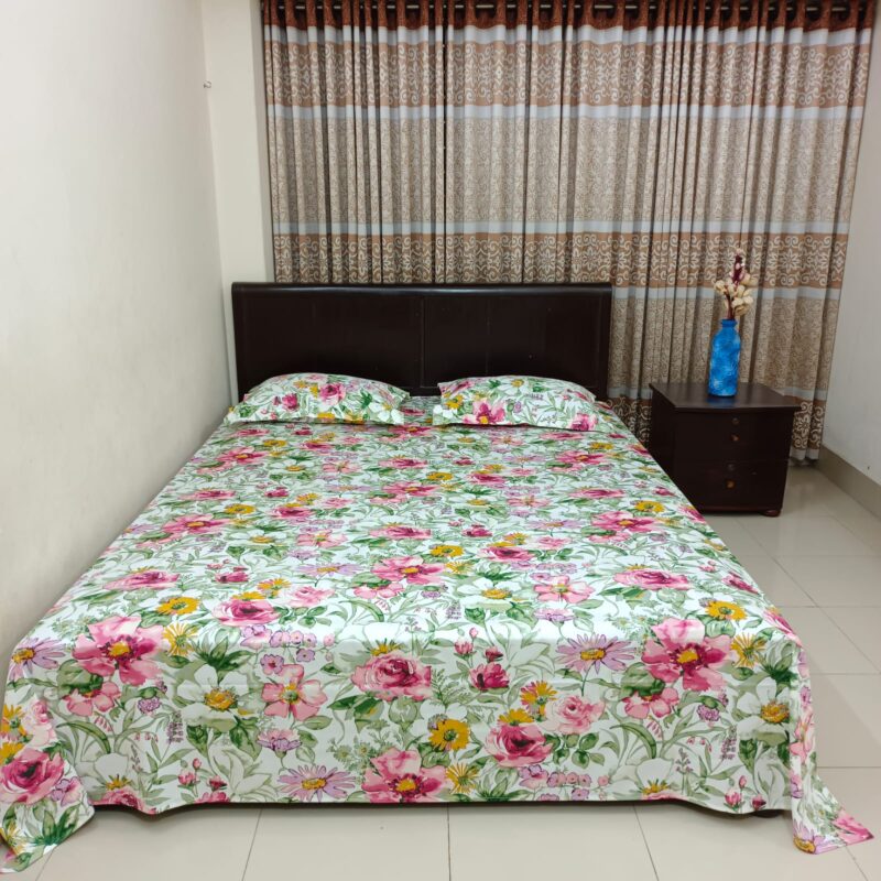 30/30 Count Luxury Exclusive Ortha Bedsheet – King Size – 3 Pecs Set - Forest Rose - Image 4