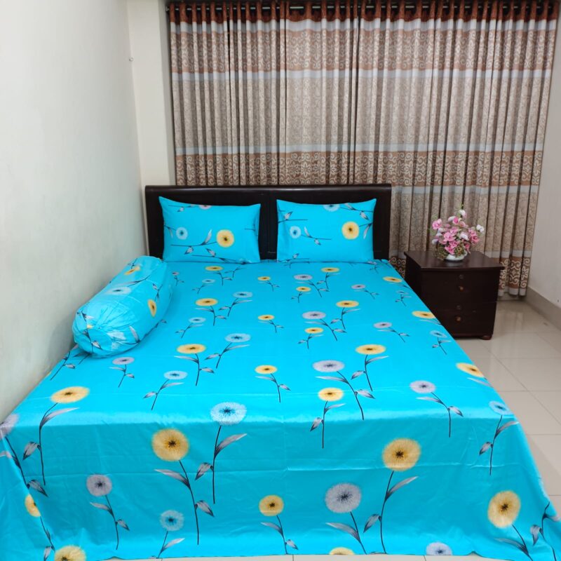 30/30 Count Luxury Exclusive Ortha Bedsheet – King Size – 4 Pecs Set – Neon Sky - Image 4