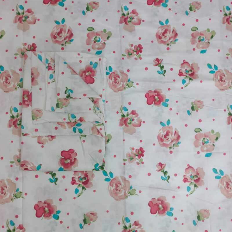 ORTHA EXPORT COTTON KING SIZE DOUBLE BEDSHEET – 3 PECS SET – POPPY