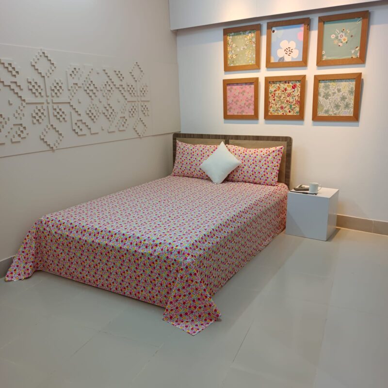 ORTHA EXPORT QUALITY PERCALE COTTON KING SIZE DOUBLE BEDSHEET – 3 PECS SET – DOT STAR - Image 3
