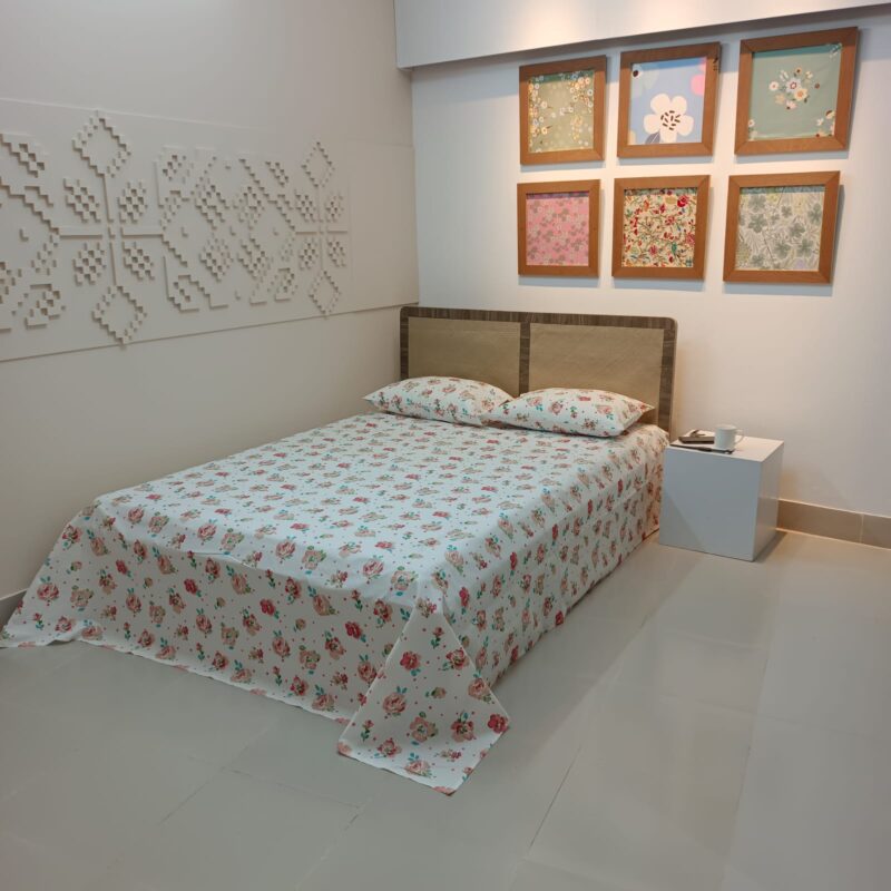 ORTHA EXPORT COTTON KING SIZE DOUBLE BEDSHEET – 3 PECS SET – POPPY - Image 4