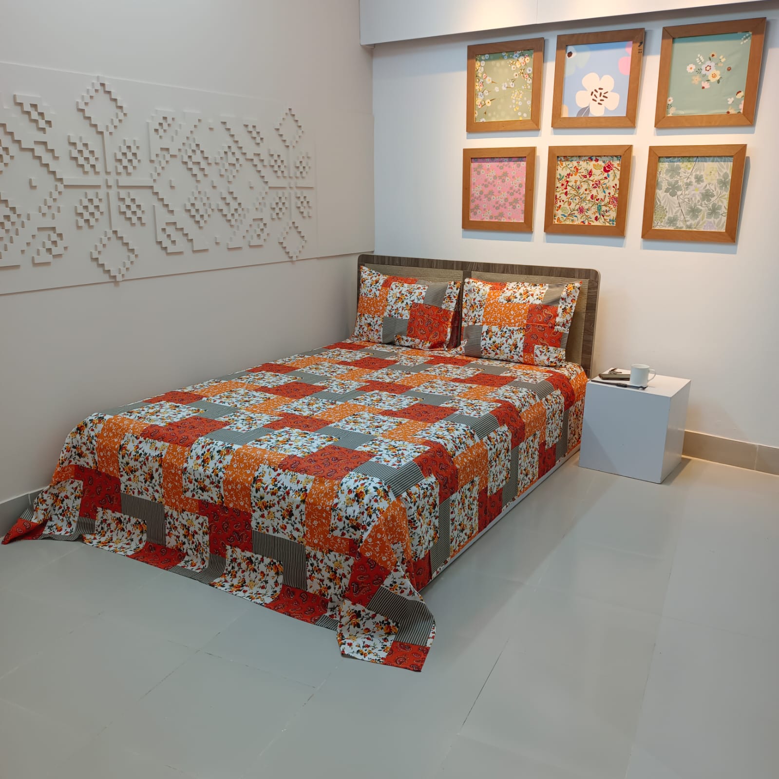 ORTHA EXPORT COTTON KING SIZE DOUBLE BEDSHEET – 3 PECS SET – MULTI BOX