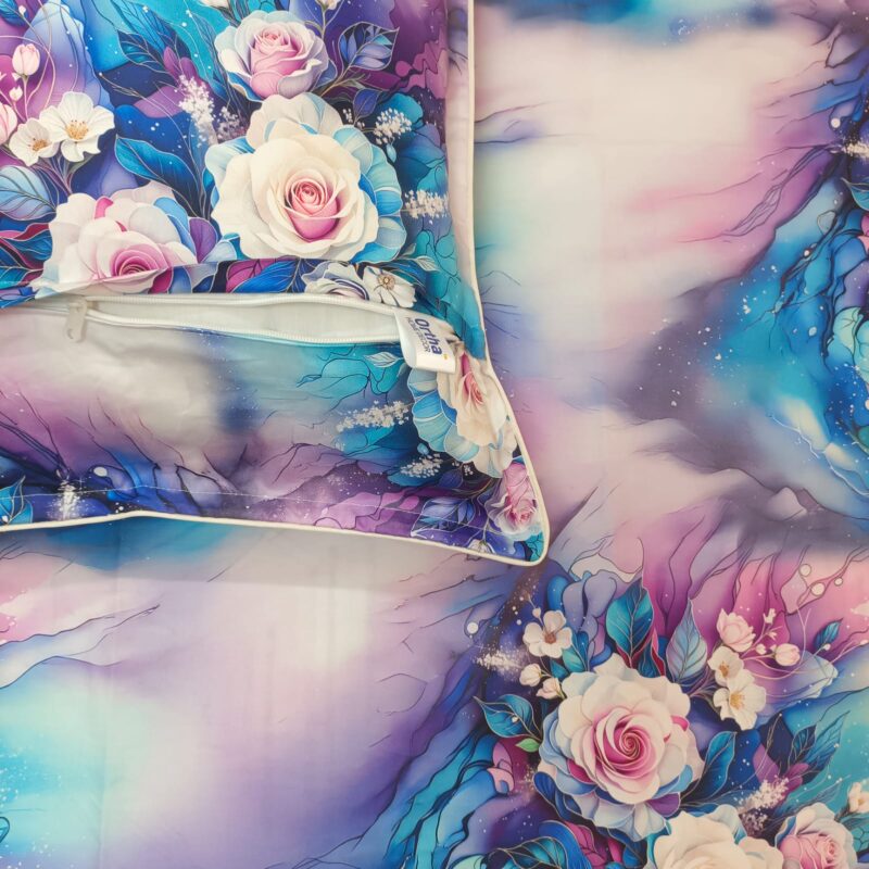 Super King Size High Quality 3D Design Satin Cotton Bed Sheet - 3 Pecs Set - Aurora Rose - Image 4