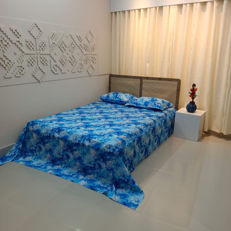 Super King Size High Quality 3D Design Satin Cotton Bed Sheet – 3 Pecs Set – Camelia - Image 7