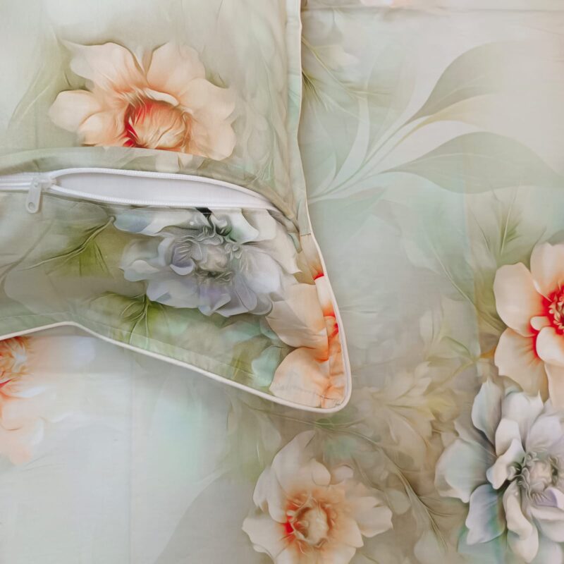 Super King Size High Quality 3D Design Satin Cotton Bed Sheet – 3 Pecs Set – Magnolia - Image 4