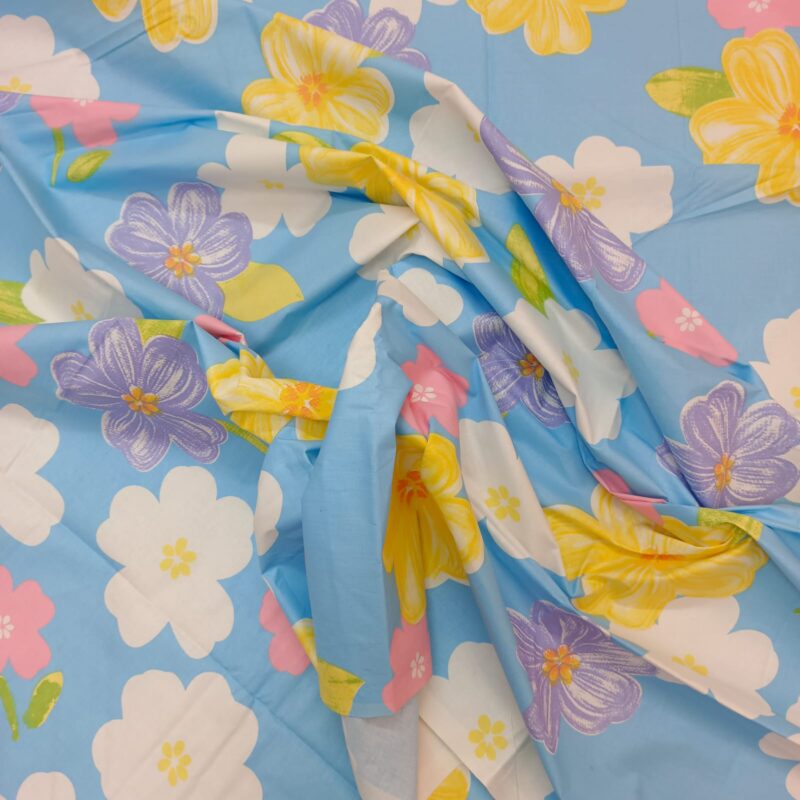 ORTHA EXPORT COTTON KING SIZE DOUBLE BEDSHEET – 3 PECS SET – SKY FLORA - Image 8