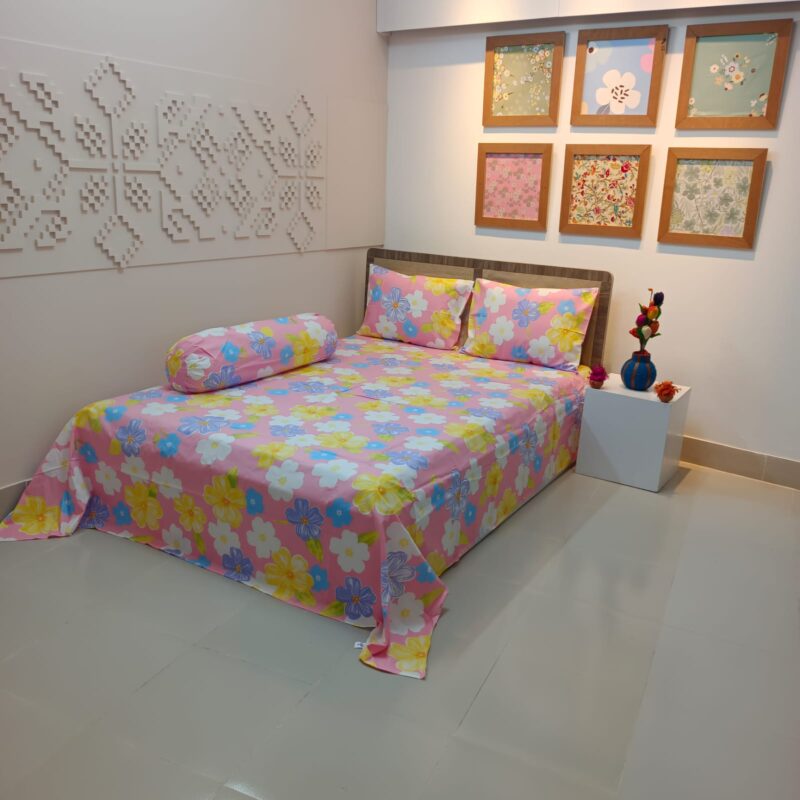 ORTHA EXPORT COTTON KING SIZE DOUBLE BEDSHEET – 3 PECS SET – MISTI PHUL - Image 4