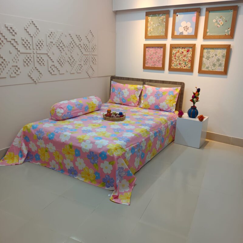 ORTHA EXPORT COTTON KING SIZE DOUBLE BEDSHEET – 3 PECS SET – MISTI PHUL - Image 6