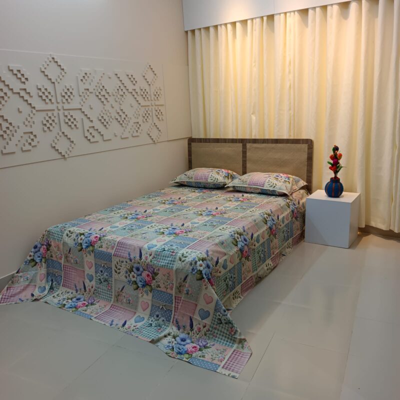Super King Size High Quality 3D Design Satin Cotton Bed Sheet – 3 Pecs Set – Gardenia - Image 7