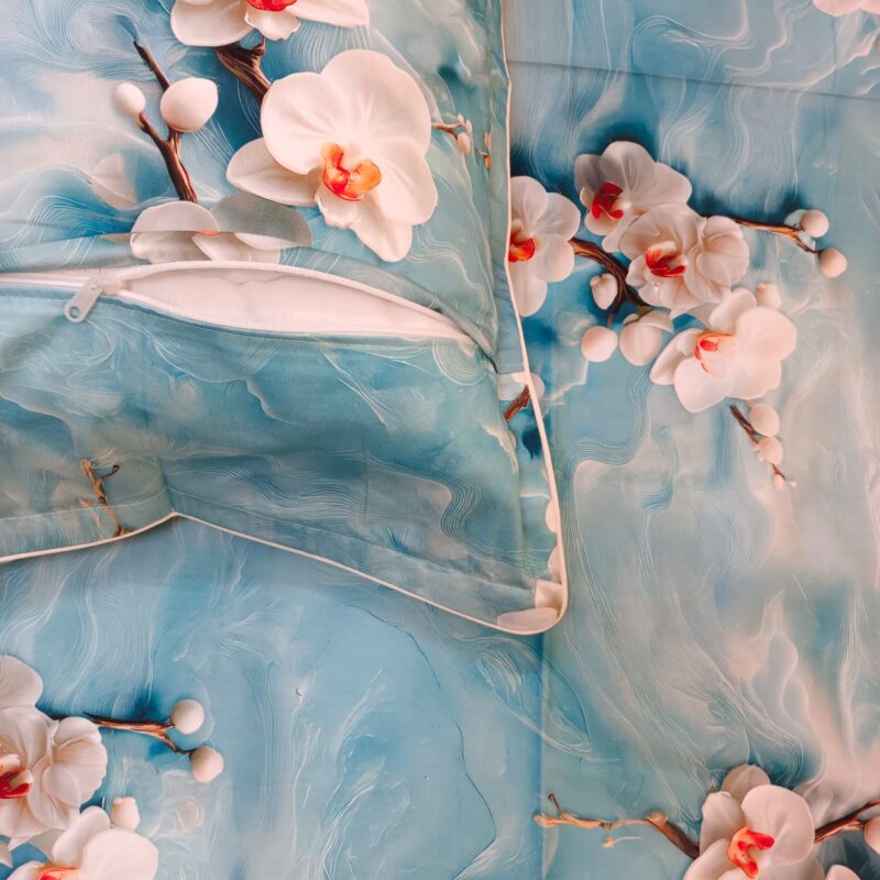 Super King Size High Quality 3D Design Satin Cotton Bed Sheet – 3 Pecs Set – Z Bell - Image 4