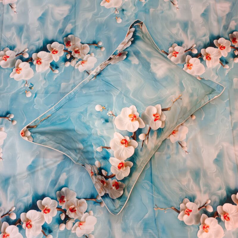 Super King Size High Quality 3D Design Satin Cotton Bed Sheet – 3 Pecs Set – Z Bell - Image 5