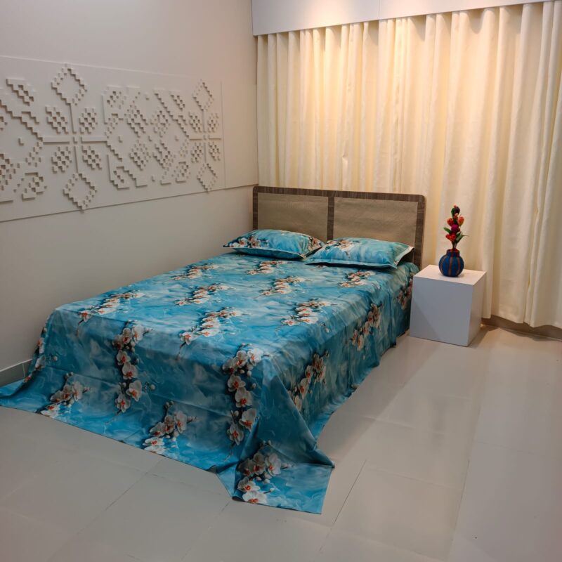 Super King Size High Quality 3D Design Satin Cotton Bed Sheet – 3 Pecs Set – Z Bell - Image 7