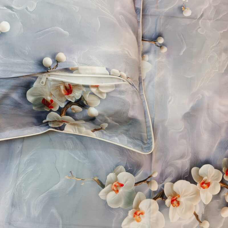 Super King Size High Quality 3D Design Satin Cotton Bed Sheet – 3 Pecs Set – G Bell - Image 4