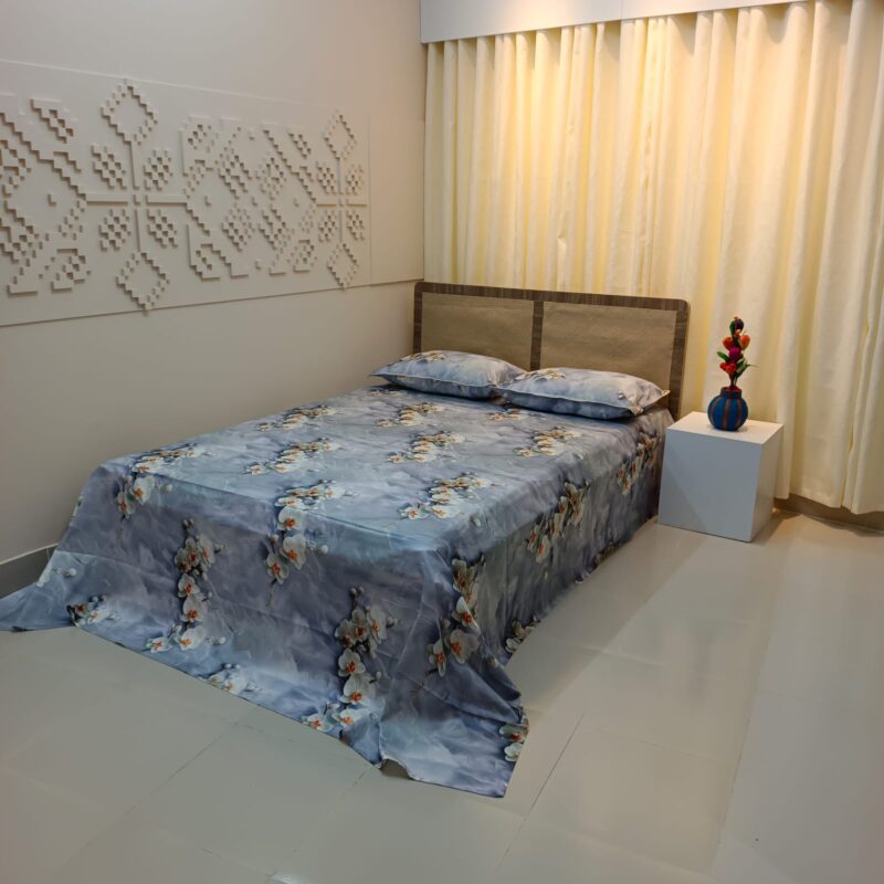 Super King Size High Quality 3D Design Satin Cotton Bed Sheet – 3 Pecs Set – G Bell - Image 7