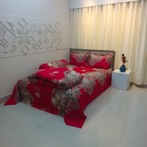 5 Pecs Ortha Luxury Couple Comforter Set (Flora Red Candy)