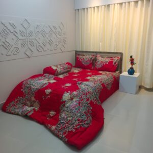 Finest Quality Super King Size Ortha Luxury Comforter (85 X 95 Inch) – Flora Red Candy