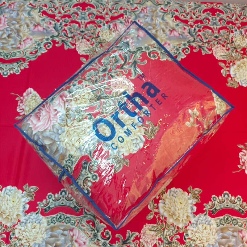 Finest Quality Super King Size Ortha Luxury Comforter (85 X 95 Inch) – Flora Red Candy - Image 2