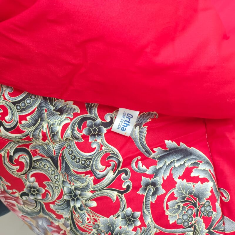 5 Pecs Ortha Luxury Couple Comforter Set (Flora Red Candy) - Image 5