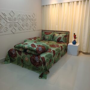 5 Pecs Ortha Luxury Couple Comforter Set (Green D Indica)