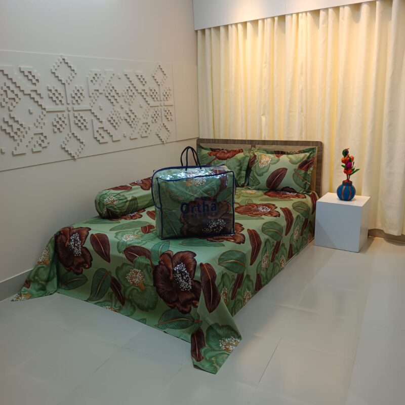 5 Pecs Ortha Luxury Couple Comforter Set (Green D Indica) - Image 4