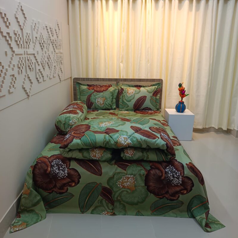 5 Pecs Ortha Luxury Couple Comforter Set (Green D Indica) - Image 3