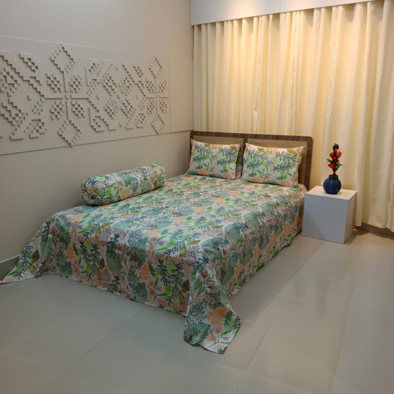 ORTHA EXPORT QUALITY PERCALE COTTON KING SIZE DOUBLE BEDSHEET – 3 PECS SET – SNOW FOREST - Image 4